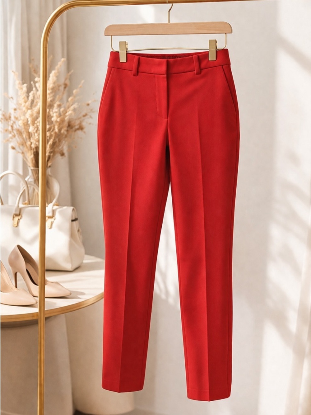 Banana Republic Sloan Fit Ankle Pants Size 2 Red Stretch Work Dress Trouser